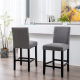 LSSPAID Bar Stools Set of 2, 24.8 Inch Upholstered Fabric Counter Height Stools, Modern Kitchen Island Wood Bar Chairs Barstools with Backrest and Solid Wood Legs, Grey LSSPAID