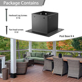 4x4 Stainless Steel Deck Post Base 4pcs | Internal 3.5"X3.5"| 13ga Thick Matte Black Powder Coating Post Anchor , 4x4 Post Bracket for Wood Posts, Fence, Deck Railing, Handrail Railing Support GHLTXKJ