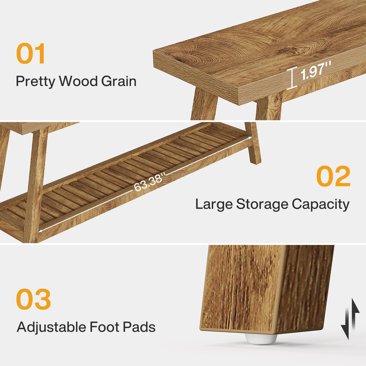 Tribesigns 70.86-Inch Console Table for Entyrway, Farmhouse 2-Tier Entry Entrance Table, Narrow Long Sofa Table Behind Couch, Light Brown Tribesigns