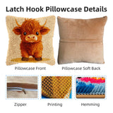 Latch Hook Pillow Kits for Adults Cute Baby Highland Cow DIY Pillow Cover Printed Pillowcase Crochet Hooking Yarns Handmade Cushion for Home Sofa Decoration 17x17inch(8) Generic