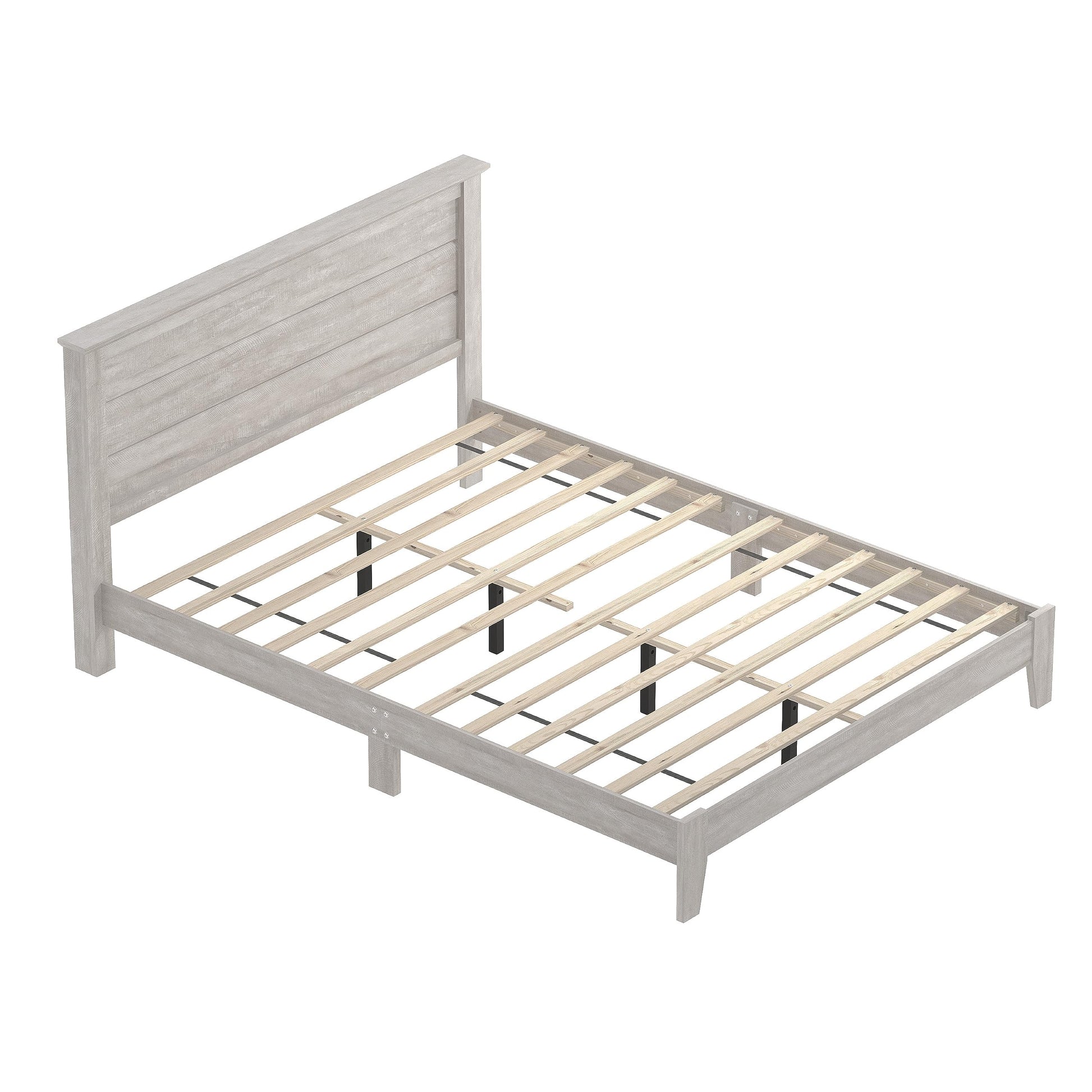 Galano Tiena Queen Bed Frame in Dusty Grey Oak - Sturdy Wood Platform with Slat Support, No Box Spring Required - WoodArtSupply