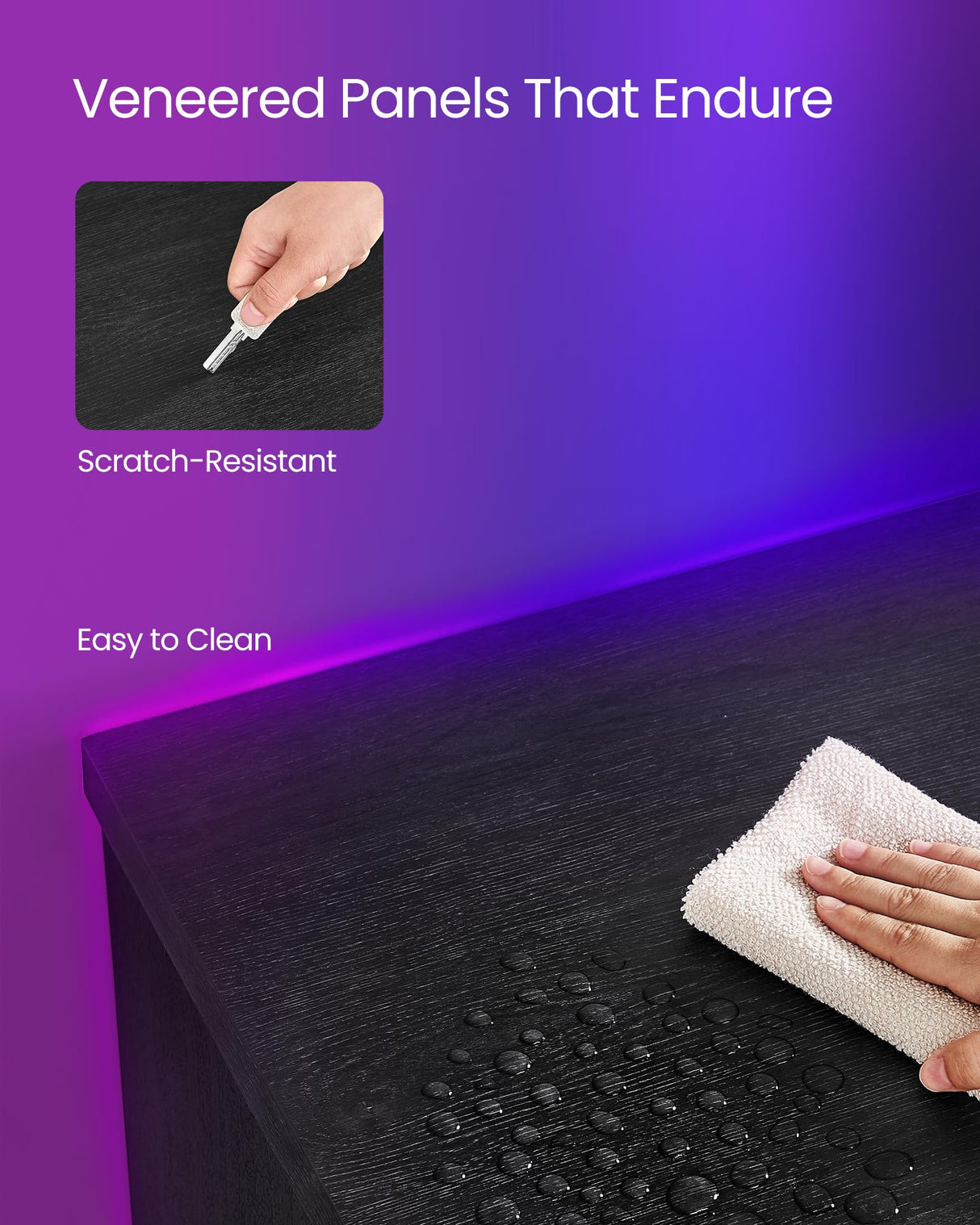 VASAGLE TV Stand with LED Lights for TVs up to 70 Inch, Entertainment Center with Open Glass Shelves, 2 Cabinets with Doors, 63-Inch Long, TV Console for Bedroom Living Room, Black ULTV330T21 VASAGLE