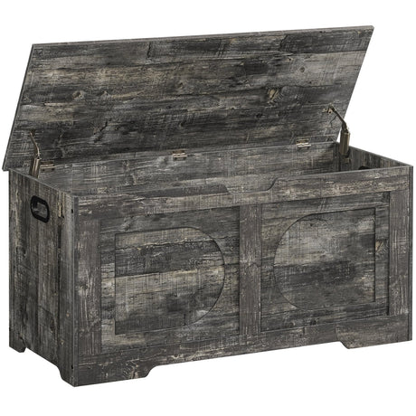 MAHANCRIS Storage Chest, 39.4” Toy Box, Entryway Storage Trunk, Shoe Bench with Storage, Engineered Wood Storage Cabinet with 2 Safety Hinges, Entrance Bench for Living Room, Vintage Gray SCRP2001 MAHANCRIS