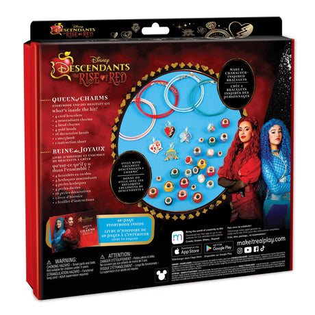 Make It Real: Descendants 4 Rise of Red - Queen of Charms - 34pc DIY Jewelry Kit, Make 4 Character Inspired Bracelets, Disney, Girls & Kids Ages 8+ Make It Real