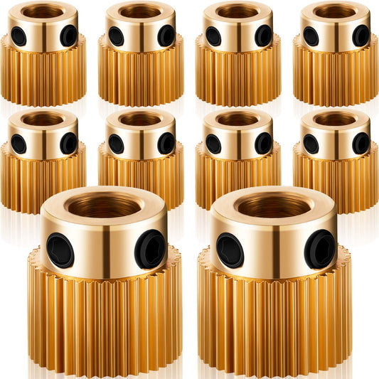 (40 Teeth,10 Pcs) Extruder Wheel 3D Printer Parts Drive Gear Brass Extruder Wheel Gear Compatible with CR-10, CR-10S, S4, S5, Ender 3, Ender 3 Pro - WoodArtSupply