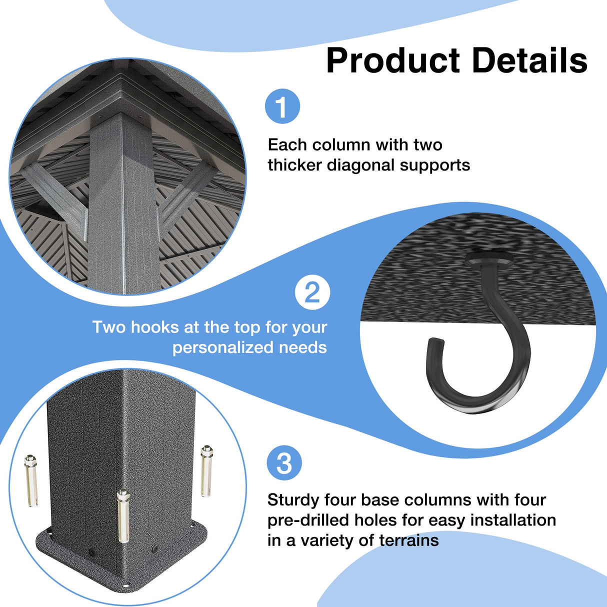 Airwire 10x12 FT Gazebo Hardtop Gazebo Aluminum Pergola with Aluminum Frame, Double Galvanized Steel Roof, Curtains and Netting Included Outdoor Gazebos Canopy for Patio, Backyard, Deck, Lawn,Grey AirWire