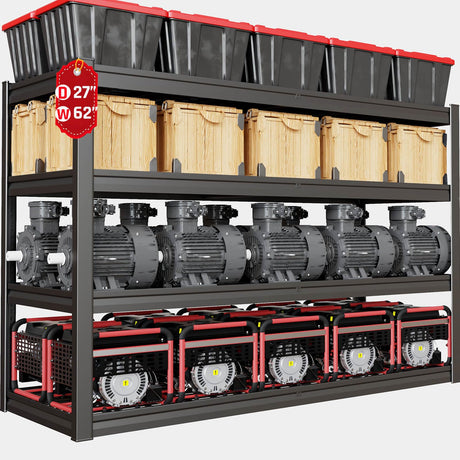 PMKES 62" W Garage Shelving Heavy Duty, 4 Tier Garage Shelves, 27" D Adjustable Storage Shelving Unit, Commercial Metal Shelf for Warehouse, Pantry, School, Shop, 62" Wx27 Dx62 H PMKES