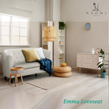 Naomi Home Barrel Love Seat, Button Tufted Faux Leather Loveseat Sofas, Modern 2 Seater Faux Leather Sofa, Small Loveseats for Small Spaces, Bedrooms, Love Seat Couches for Living Room - White Naomi Home