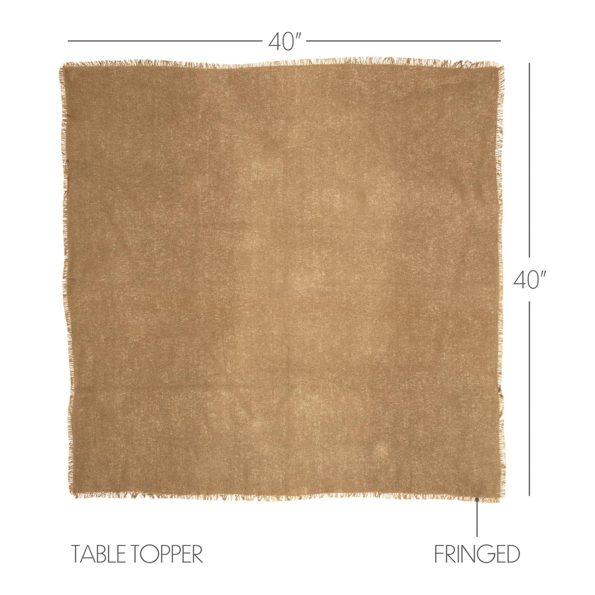 VHC Brands Burlap Table Topper Soft Natural Cotton Farmhouse Kitchen Table Cloth with Fringed Edges 40x40 VHC Brands