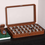 ROTHWELL 24 Slot Watch Case with Lock – Luxury Watch Box to Display and Organize Your Collection | Real Glass Top | Premium Storage for Collectors (Tan/Brown) ROTHWELL