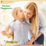 Golden Nature Bamboo Spoon Set (5 Pc), Small Kitchen Teaspoons, Tiny Wooden Spoons Perfect for Sugar, Spices, Seasoning, Coffee, Jam, Herbs, Honey & Dessert Golden Nature