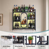 39in Wine Rack Wall Mounted with Led Light, 3-Tiers Black Bar Shelf Wall Mounted, Liquor Bottle Display Shelf, Wall Wine Rack for Kitchen Bar Dining Rooms Decoration BGGFNZ