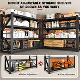 RAVIGIN 3000LBS Storage Shelves,48"W Garage Shelving Heavy Duty Metal Adjustable Garage Shelves,Garage Organization Shelving Units industrial shelving for Garage,Warehouse,48" W x 24" D x 69" H,Black RAVIGIN