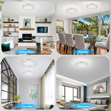 Crystal Chandeliers Flush Mount LED Ceiling Light Fixture, 5000K Daylight White Super Bright 1980LM 11-Inch Non-Dimmable Farmhouse Kitchen Light Modern Ceiling Lamp for Bedroom Bathroom Nursery Brightever