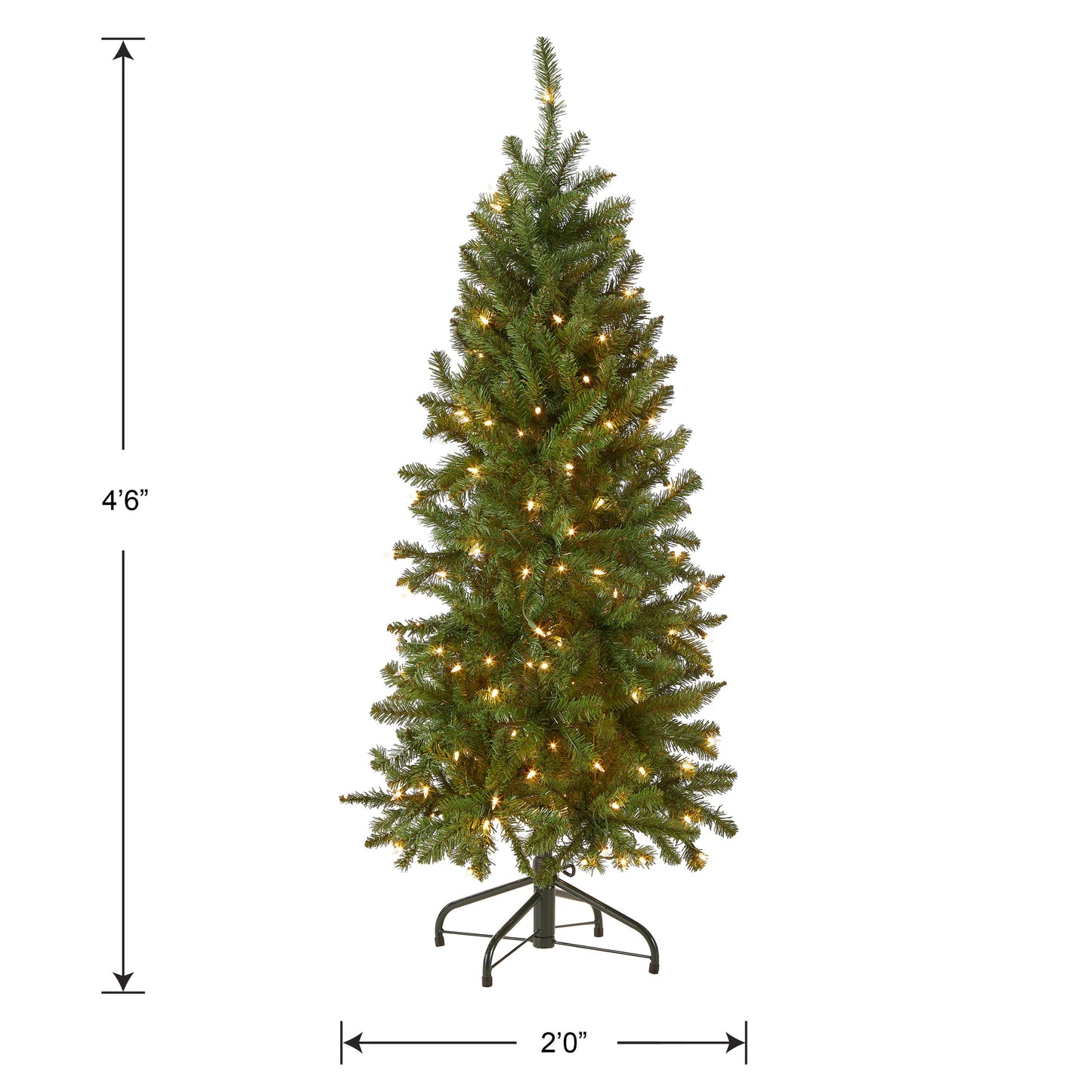 National Tree Company Artificial Pre-Lit Slim Christmas Tree, Green, Kingswood Fir, White Lights, Includes Stand, 4.5 Feet