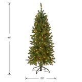 National Tree Company Artificial Pre-Lit Slim Christmas Tree, Green, Kingswood Fir, White Lights, Includes Stand, 4.5 Feet National Tree Company