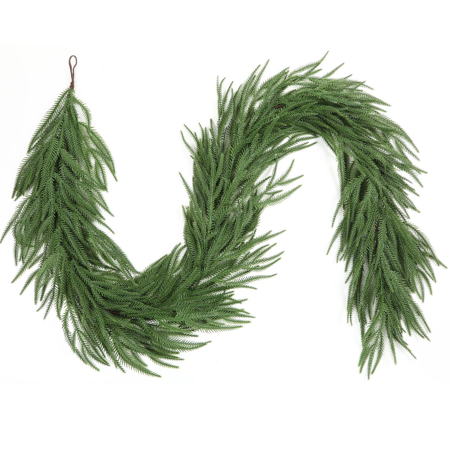 Alupssuc 9ft Artificial Christmas Garland, Real Touch Norfolk Pine Garland- Winter Pine Garland, Greenery Christmas Garland for Mantle, Table, Fireplace, Indoor, Outdoor Christmas Decorations