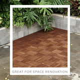 THYOI Deck Tiles, Patio Flooring - Outdoor Waterproof Acacia Wood Tiles for All Weather Use - Balcony, Backyard, Indoor & Outdoor (Dark Brown Crossed Pattern, 10 Pcs - 10 Square Ft) THYOI