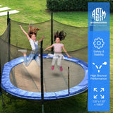 SereneLife 12FT Trampoline Outdoor – Heavy-Duty Backyard Trampoline for Kids and Adults with Wide Jumping Surface, Stable L-Shaped Legs, Safety Net, ASTM Approved, Supports 264 lbs., 144 x 106 IN SereneLife