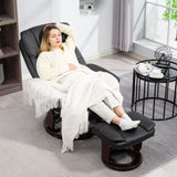 HOMCOM Recliner Chair with Ottoman, PU Leather Swivel Recliner with Comfy Footrest, Upholstered Adjustable Living Room Chair and Ottoman Set, Black HOMCOM