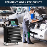 Gornoxblif 5-Drawers Black Metal Rolling Tool Chest with Wheels,Tool Storage Cabinet with Locking System，Toolbox with Wheels for Garage, Warehouse, Workshop, Repair Shop Gornoxblif
