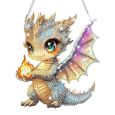 Bowetile Dragon Diamond Art Hanging Kits for Adults Kids, 5D Special Shape Diamond Painting Window Pendant Kits, Gem Art Suncatchers Painting Ornament for Home Garden Wall Decor