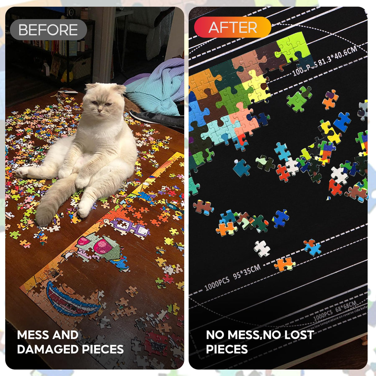 Jigsaw Puzzle Mat Roll Up to 1500 2000 3000 Piece Portable Table Puzzle Board Mat Saver Keeper with 6 Sorting Trays, Storage Bag, Inflatable Roller, Smooth Top & Non-Slip Felt Bottom for Kids Adults Brmoka