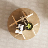 Glass Coffee Table, Mid Century Modern Design, 31.5'' Modern Round Tempered Glass Coffee Tables for Living Room, Cocktail Table for Small Space Home Office. (White + Brown) Yaruifnt