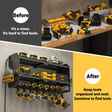 YYR Power Tool Organizer with Charging Station Wall Mount, Cordless Drill and Battery Holder for Garage Organization, Electric Tools Storage Rack Build in Surge Protection Power Strip - Black Shelf YYR
