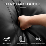 DRMBOOK Power Recliner Chair, Electric Wall Hugger Reclining Sofa with Massage & Heat, Overstuffed Theater Seating with LED/USB Port/Cup Holders for Living Room (Leather Black, 2 Chairs with Console) DRMBOOK