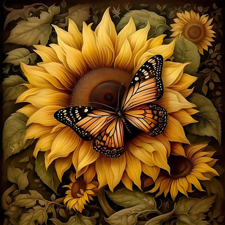 CSZPPQAF 5D Flower Diamond Painting Kits for Adults, Sunflower Butterfly Diamond Art Kits for Adults Beginner, DIY Full Drill Round Diamond Dots Gem Art for Home Wall Art Decor 13.7x13.7 Inch CSZPPQAF