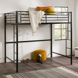 Walker Edison Timothee Urban Industrial Metal Double over Loft Bunk Bed, Full Loft, Black Walker Edison