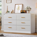YITAHOME 6-Drawer Dresser with Built-in Power Outlet, Wood TV Stand with 6 Large Drawers and Bar Handles, White Dresser Chest of Drawers for Living Room, Hallway, Entryway YITAHOME