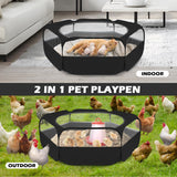 UWE Small Animal Playpen, Chicken Brooder Box with Cover Top, Portable Outdoor Exercise Pet Cage Tent, Waterproof Breathable Pet playpen Indoor for Chick Ktiien Bunny Hamster Guinea Pig, Black UWE