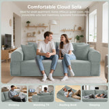 83" Modern Sofa in a Box, No Assembly Oversized 3 Seater 28" Deep Seat Cloud Sofa Bed Couch with 4 Furry Pillows & Corduroy Fabric, Boneless Couch with Side Storage Pockets for Living Room, Light grey Zyerch