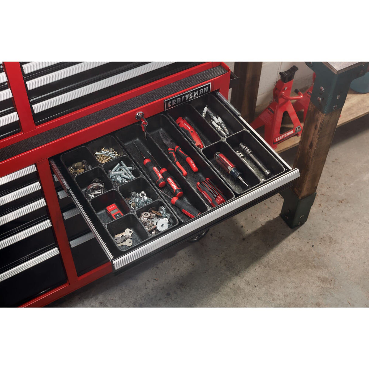 CRAFTSMAN Workbench, Tool Storage, 6-Drawers with Tray and Holder Set, 41-inch, Rolling (CMST34062RB) CRAFTSMAN