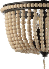 JONATHAN Y JYL9020A Allie 14" 3-Light Bohemian Farmhouse Wood Bead/Iron LED Flush Mount Transitional Rustic Kitchen Hallway Bathroom Bedroom Entryway Foyer, Black/Light Taupe JONATHAN Y