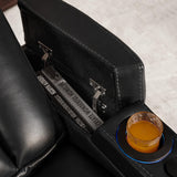 MCombo Dual Motors Leather Recliner with Power Headrest, Home Theater Seating with Armrest Storage HTS422 (Black) MCombo