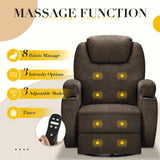 Recliner Chair, 360° Swivel Rocker Chair for Adults, Rocking Recliner Chair with Massage, Comfy Single Sofa with Side Pockets Cup Holders for Living Room, Bedroom, Nursery (Fabric, Brown) Furmax