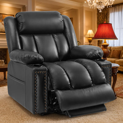 Cfvyne Triple Motor Large Power Lift Recliner Chair for Elderly with Heat and Massage, Lay Flat Lift Chairs for Seniors Infinite Position, Extended Footrest, USB&Type-C Ports, Cup Holder, Black
