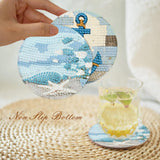 askkqtx 8 Pcs Beach Diamond Art Coasters Kits with Holder, Sea Diamond Painting Coasters Kits for Adults, Light House DIY 5D Diamond Dots Small Mini Kit Full Drill Art Craft Supplies 4X4 Inch askkqtx