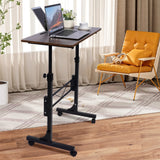Standing Desk Adjustable Height, Mobile Stand Up Desk with Wheels Small Computer Desk Rolling Desk, Portable Laptop Desk Rustic Standing Table Sit Stand Home Office Desks 16"x31.5" Height 27"-43.5" KLSMYHOKI