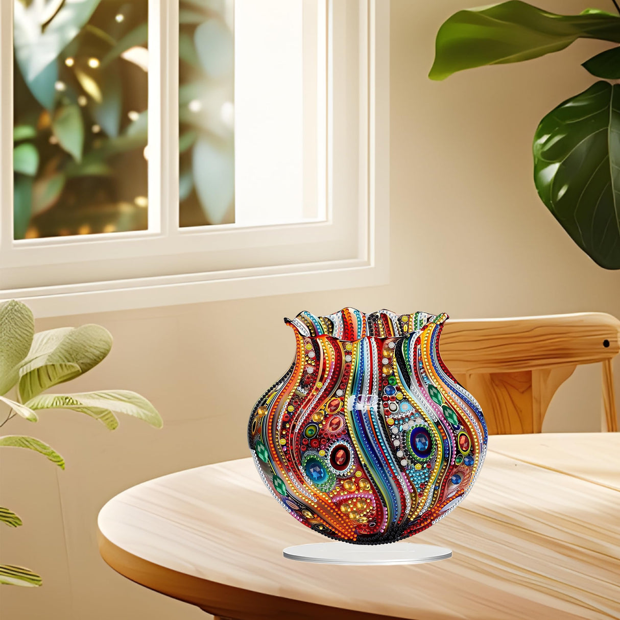 JJFox DIY Tabletop Diamond Art Painting Kit，Special Shaped Rhinestone Desk Placement Ornament，Home Stand Up Gem Painting Craft Kit，Gift,Double Sided. (Vase-1) JJFox