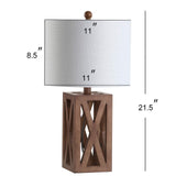 JONATHAN Y JYL1062A Stewart 21.5" Wood LED Table Lamp Industrial French Country Rustic Bedside Desk Nightstand Lamp for Bedroom Living Room Office College Bookcase LED Bulb Included, Brown JONATHAN Y
