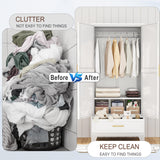 erosoei 71" H Metal Armoire Wardrobe Closet with Mirror,Household Steel Wardrobe Cabinet with Drawers,Clothing Storage Wardrobe Cabinet with Adjustable Shelves and Hanging Rod for Bedroom（White） erosoei