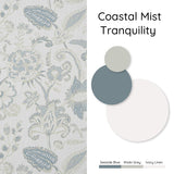 Kayne Studio Blue Grey Blackout Curtain Panels Linen Botanical Leaf Print Floral Farmhouse Drapes Soundproof Light Blocking Window Treatment Living Room Bedroom Pinch Pleated BackTab,40"x108",2 Panels Kayne Studio