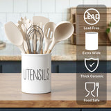 Barnyard Designs Ceramic Farmhouse Kitchen Utensil Holder for Countertop, Decorative Kitchen Utensil Holder, Large Kitchen Utensil Holder for Kitchen Counter, Utensil Crock Spatula Holder, 7" (White) Barnyard Designs