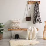 Vintiquewise Rustic Carved Wood Natural Log Accent Bench for Entryway, Indoor and Outdoor Vintiquewise