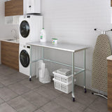 Stainless Steel Table + Add Casters | Choose from 43 Sizes | NSF Metal Work Table for Kitchen Prep Utility | Commercial and Residential Applications. AmGood