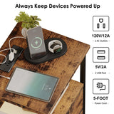 Fixwal Night Stand with 3 Fabric Drawers, Nightstand for Bedroom, Bedside Table with Charging Station End Table with Storage, Rustic Brown Fixwal